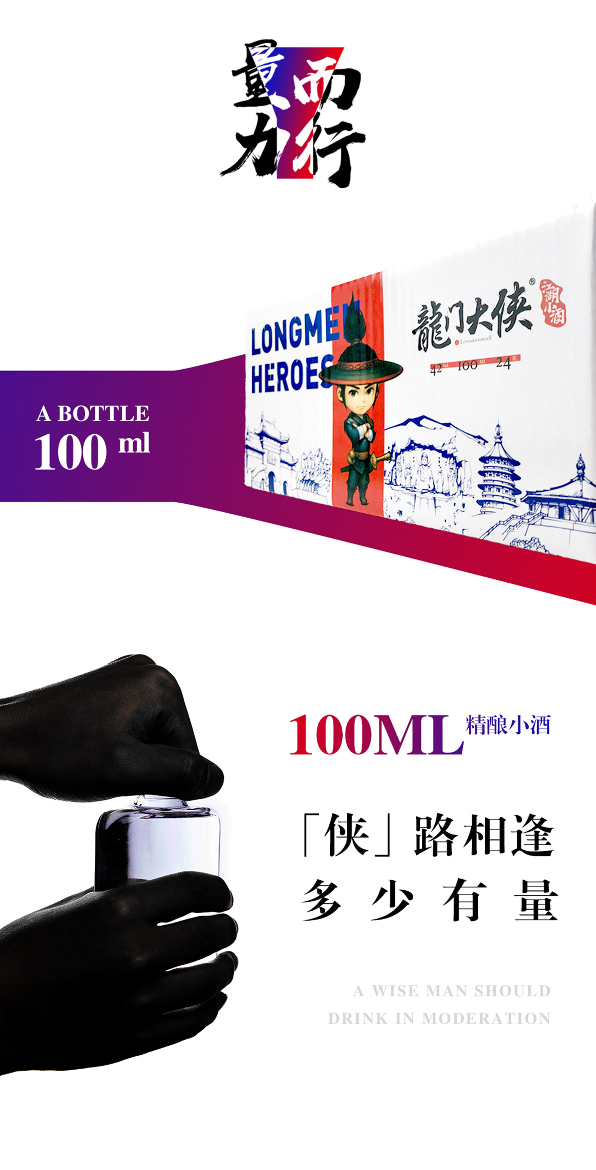 龙门大侠文化小酒 文化版42度整箱 浓香型高度白酒